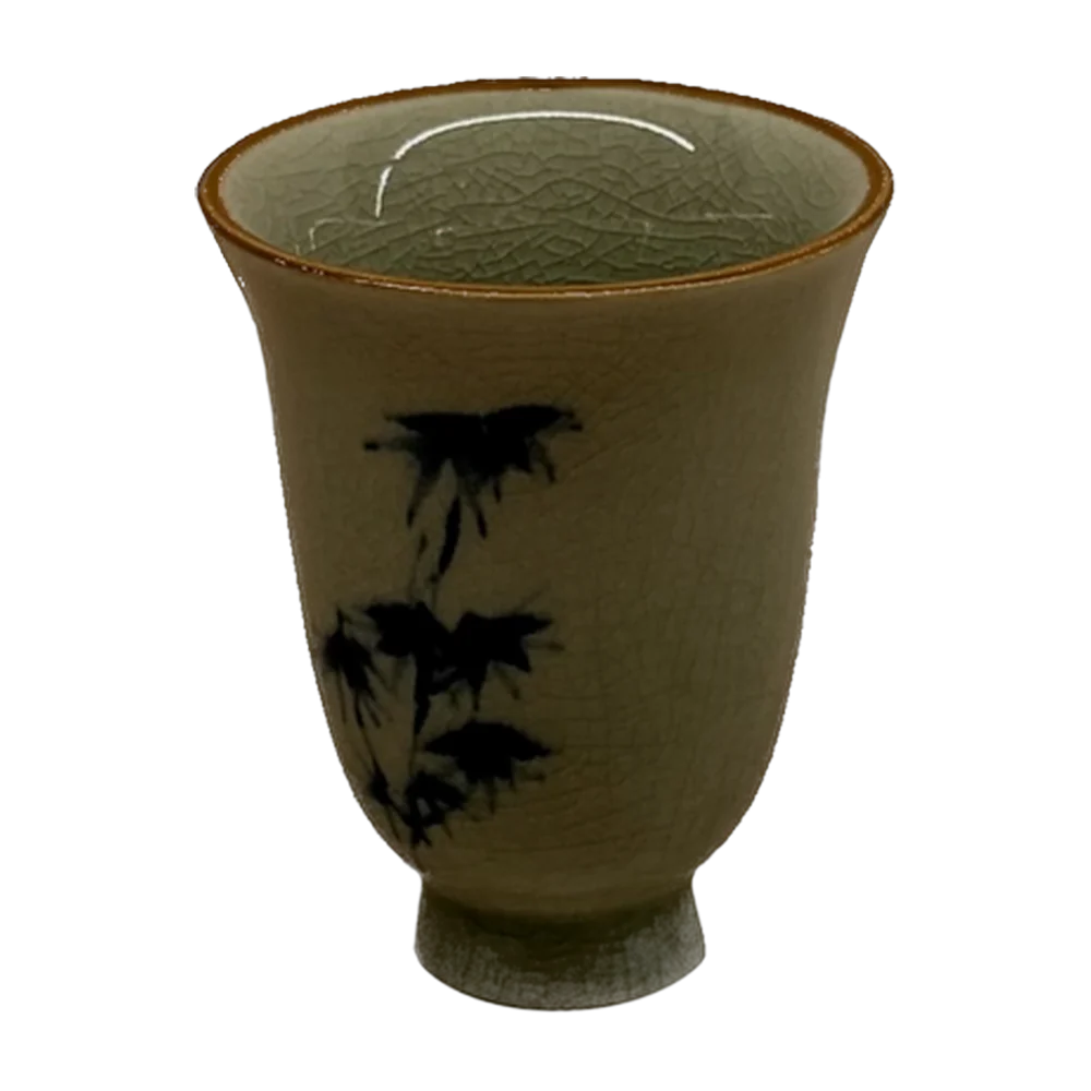 Tea cup — Clay celadon, bamboo (tall)
