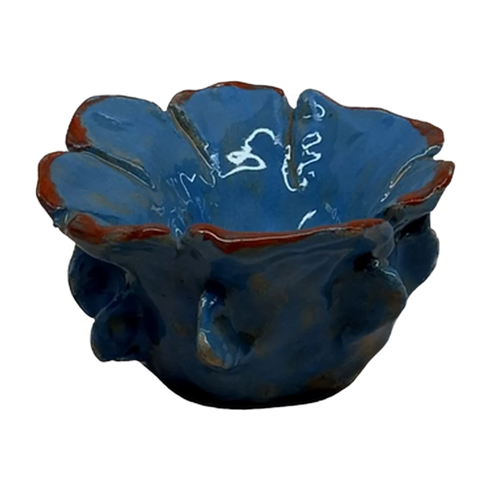 Tea cup — Clay blue flower