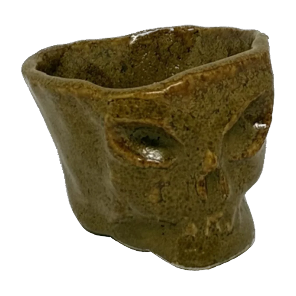 Tea cup — Clay green skull