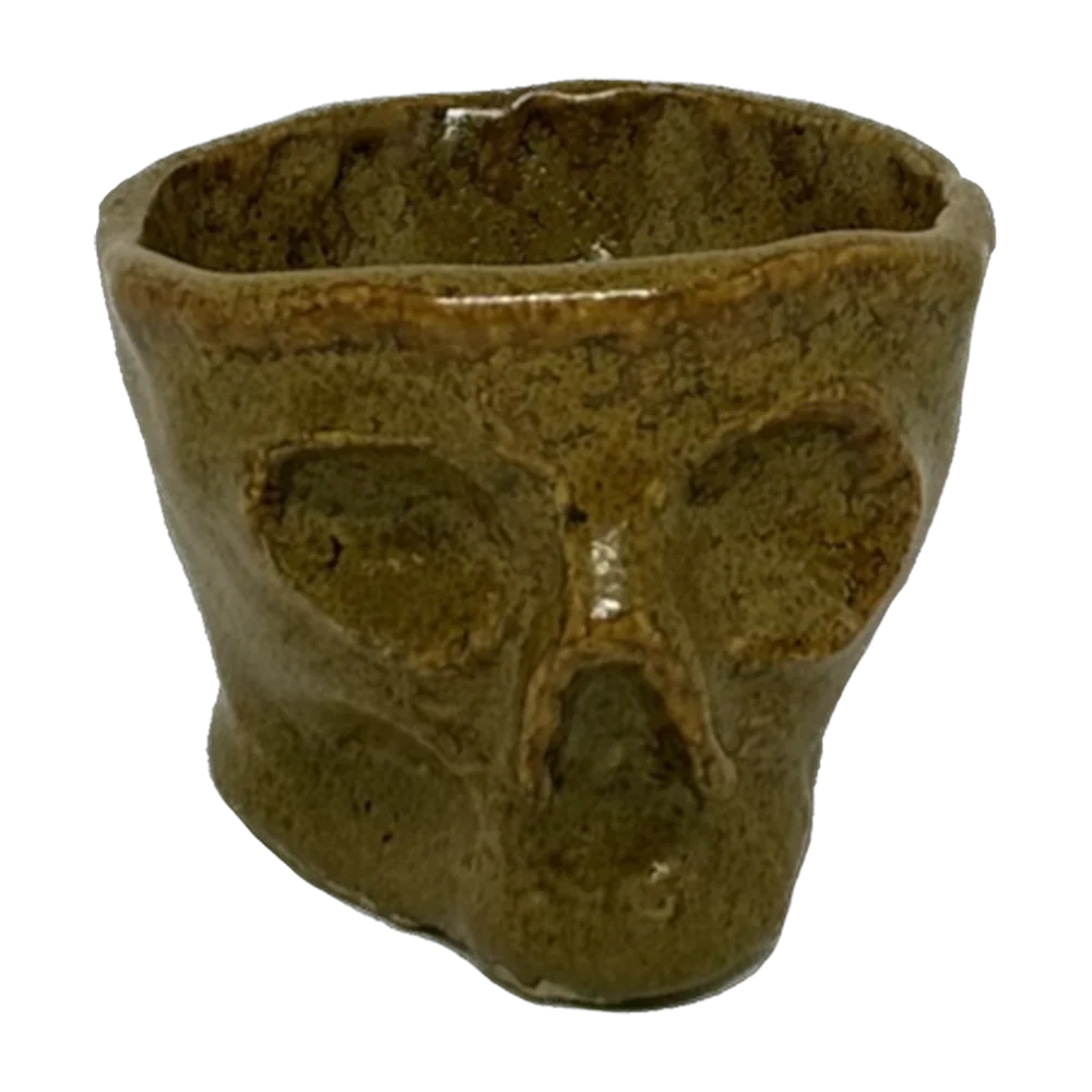 Tea cup — Clay green skull