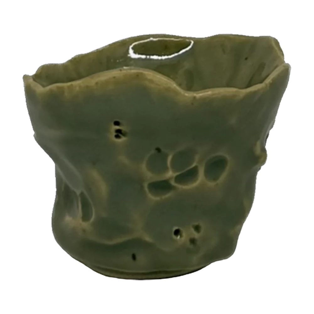 Tea cup — Clay green skull