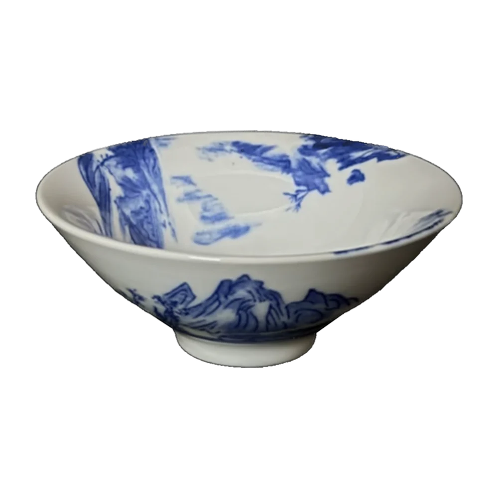 Tea cup — Porcelain blue landscape (bowl)