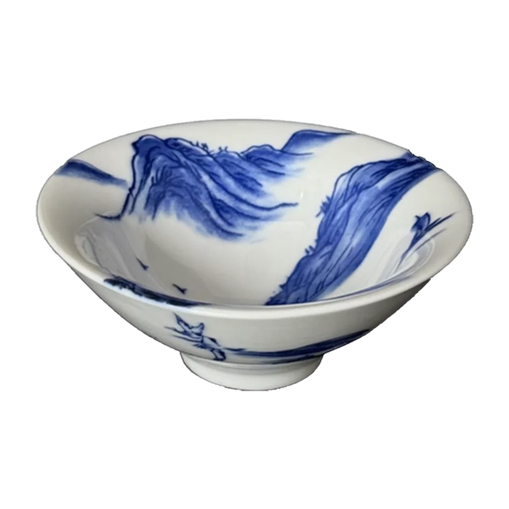 Tea cup — Porcelain blue landscape (bowl)