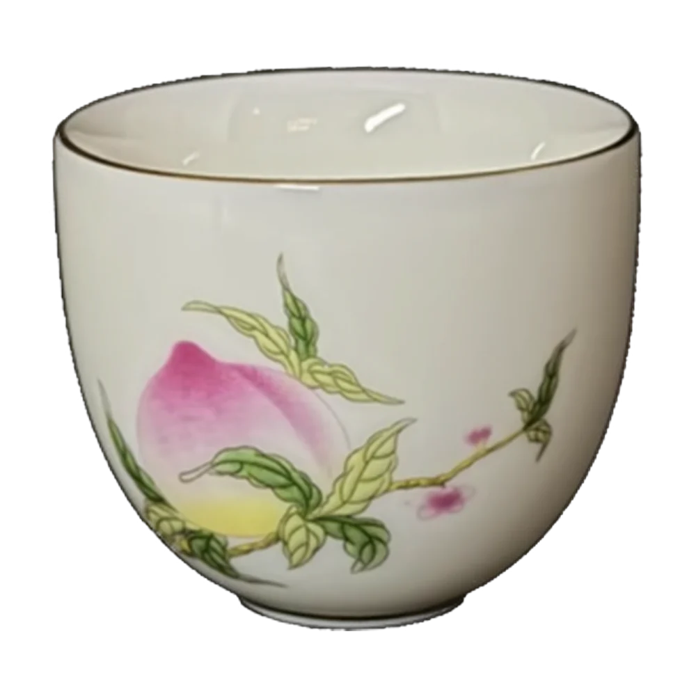 Tea cup — Porcelain white, pink peach