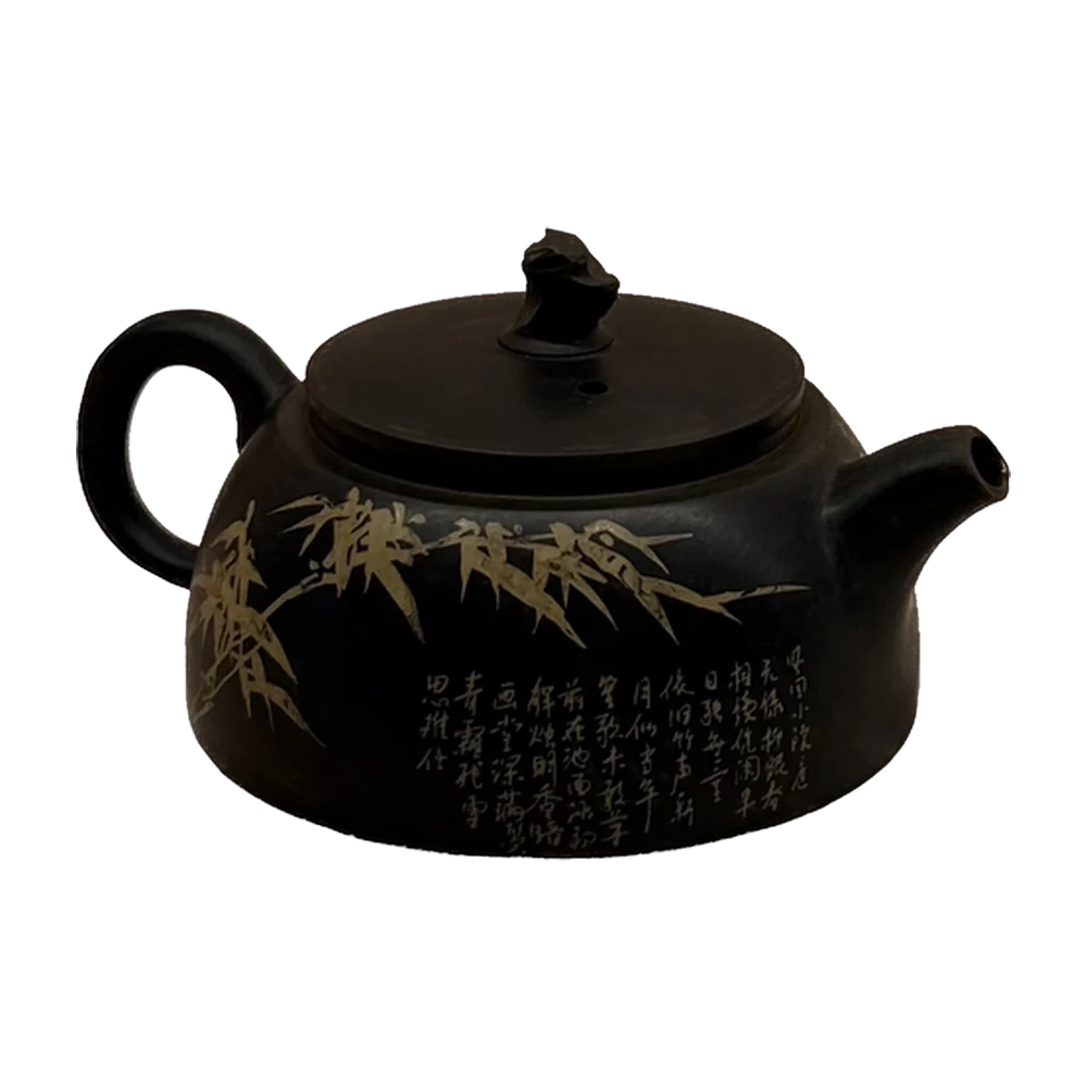 Teapot — Guangxi clay black, bamboo