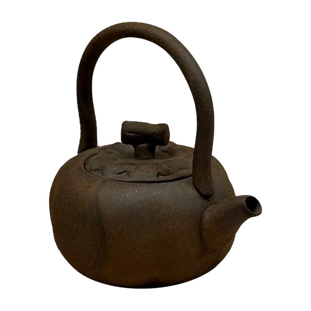 Teapot — Dehua clay brown, overhead handle